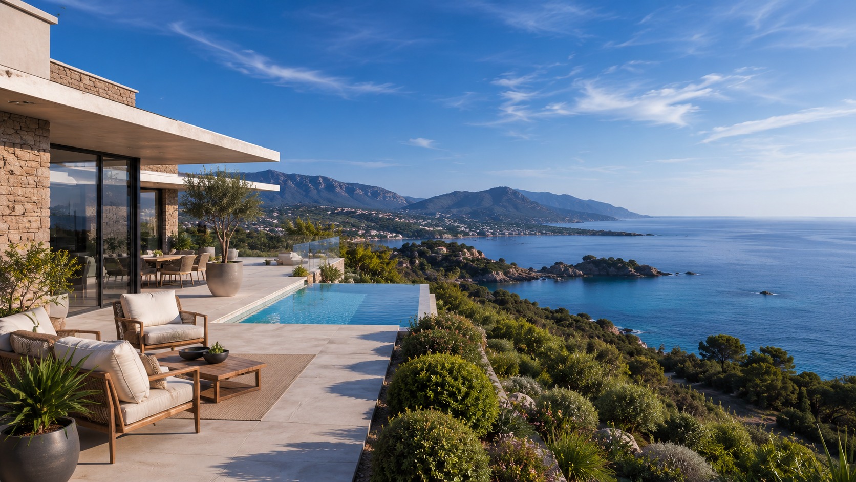 Villa moderne vue mer en Corse pour résidence secondaire